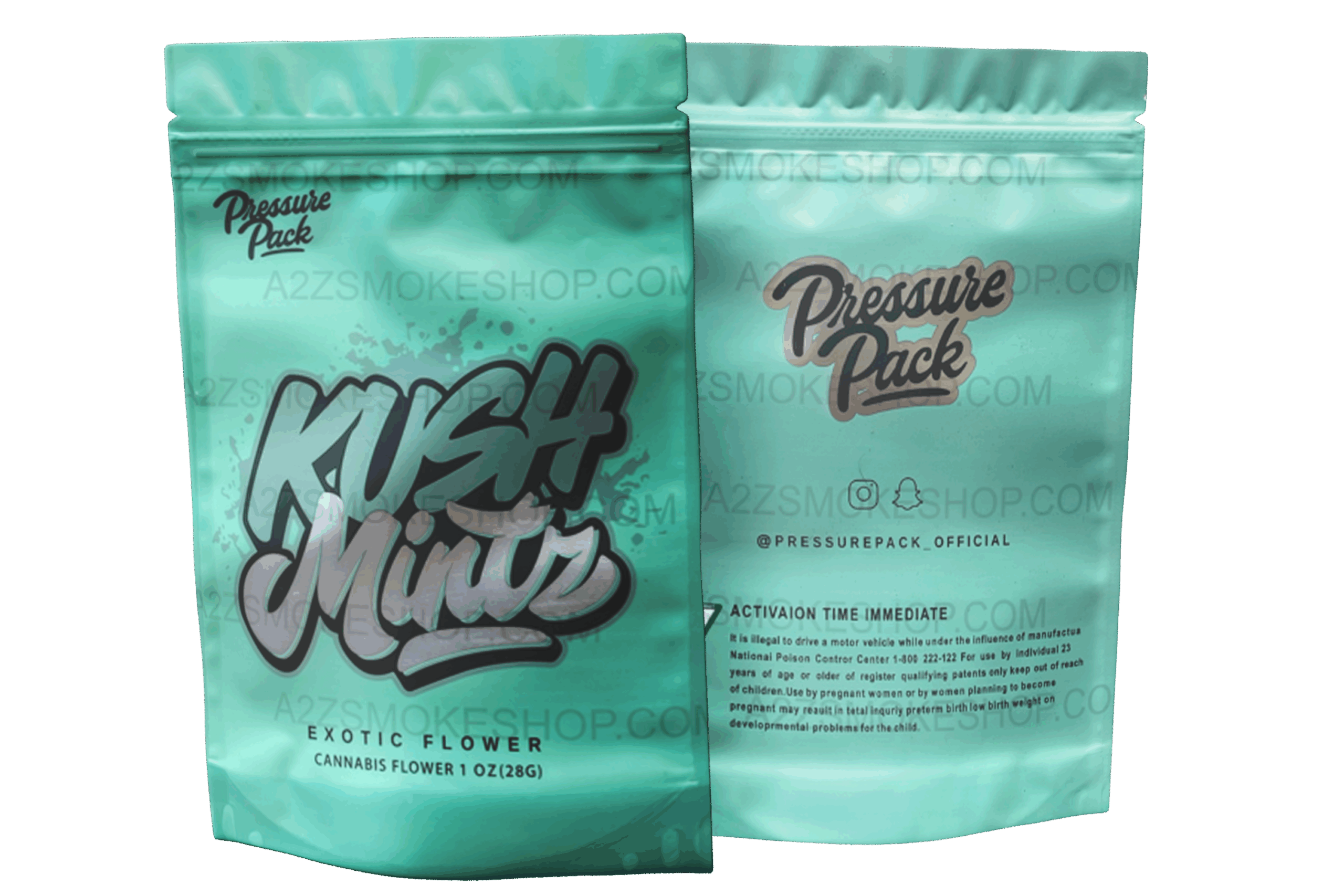 Pressure Pack Kush Mintz 1 OZ  28G Mylar empty Mylar bag 1 ounce (50 Count) Kush Mints
