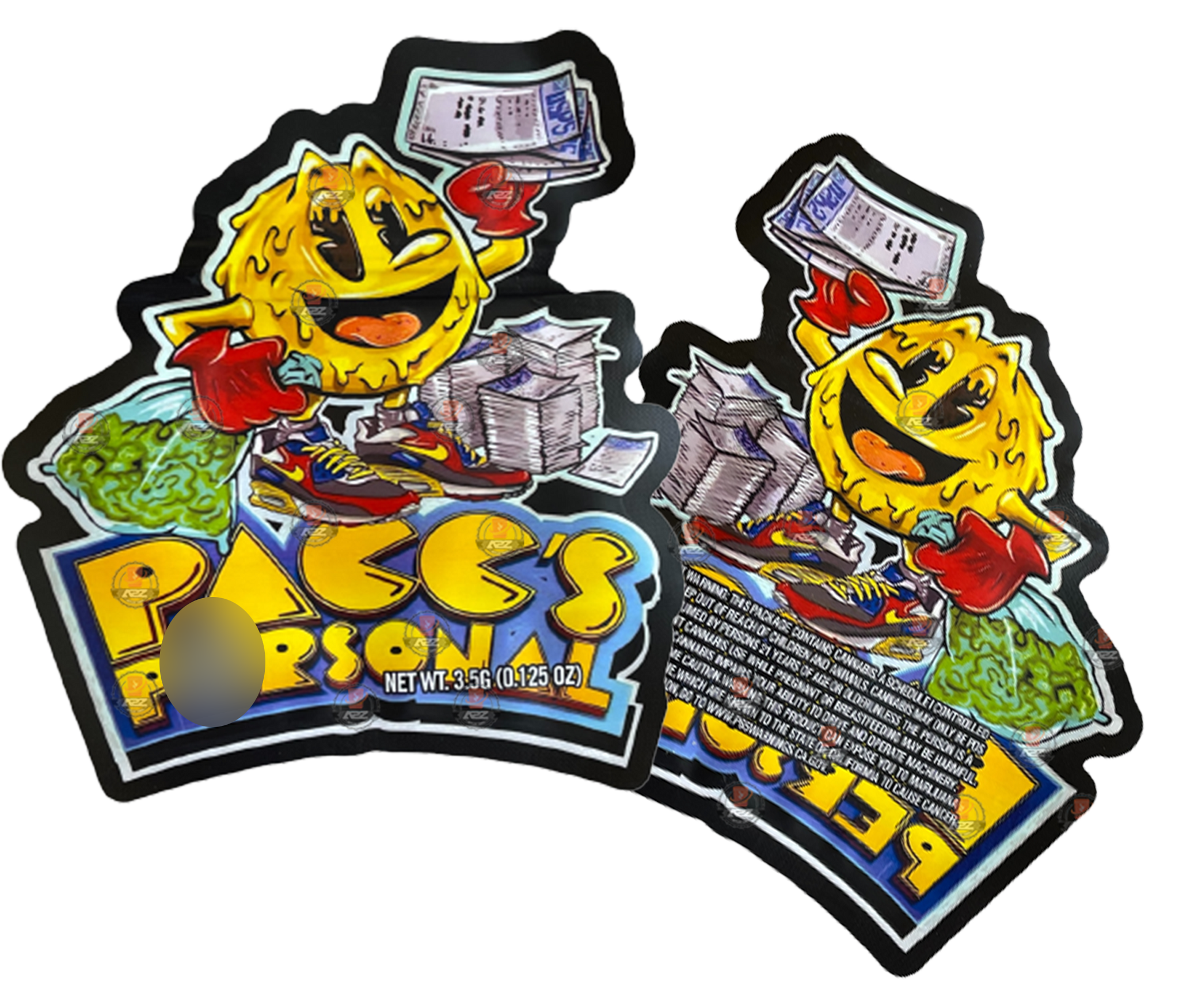 Pacc’s Personal Cut Out Mylar Bags 3.5g Pac man
