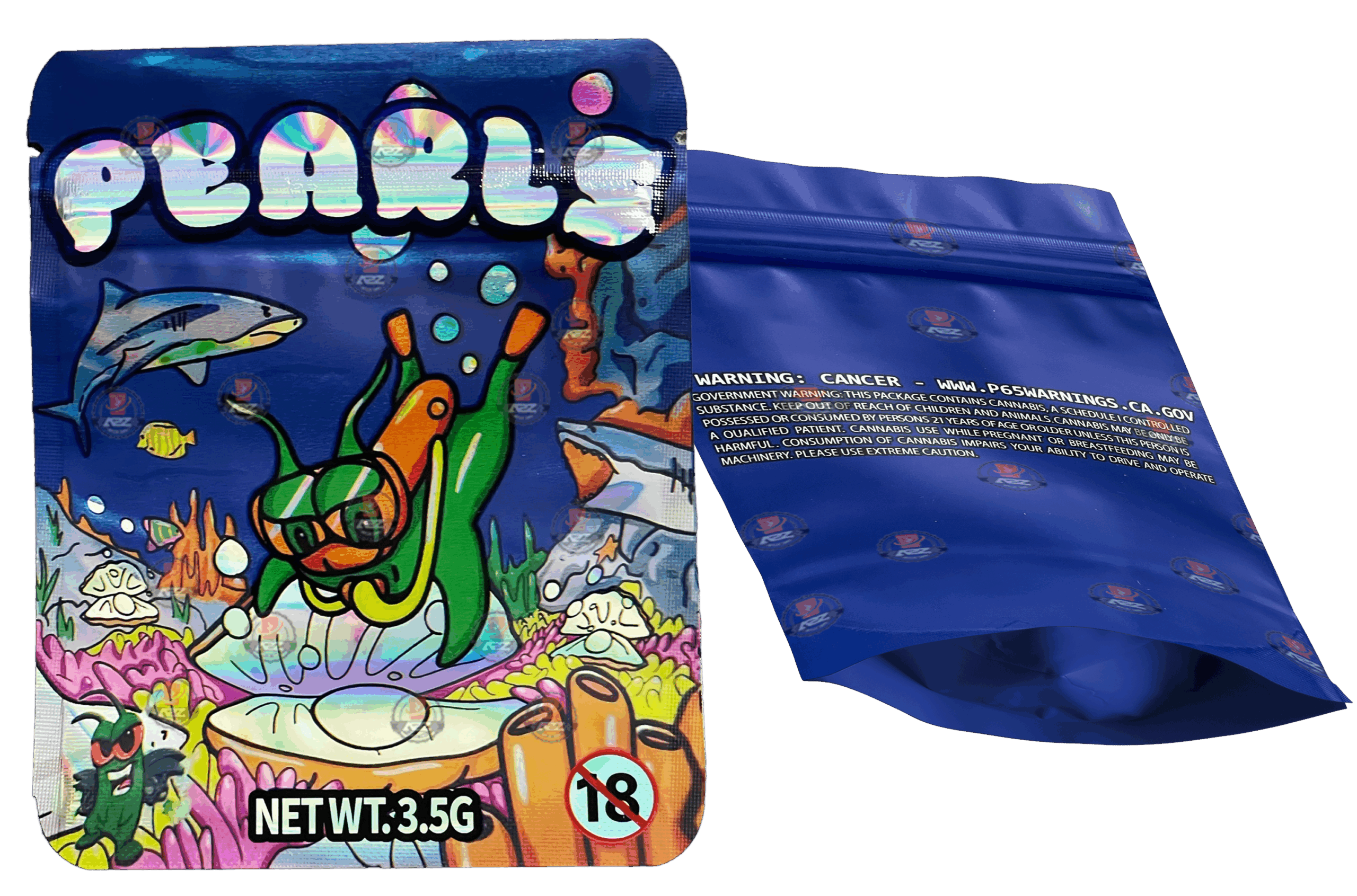 Pearls Mylar Bags 3.5g Holographic Empty Packaging