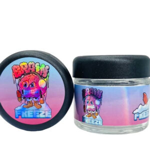 Brain Freeze  g Glass Jars with Holographic Sticker labels Child Resistant jar jpg