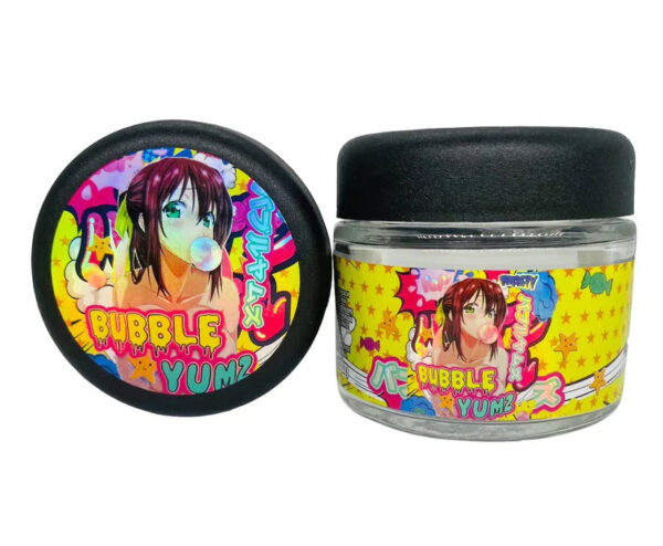 Bubble Yumz  g Glass Jars with Sticker labels Child Resistant jar jpg