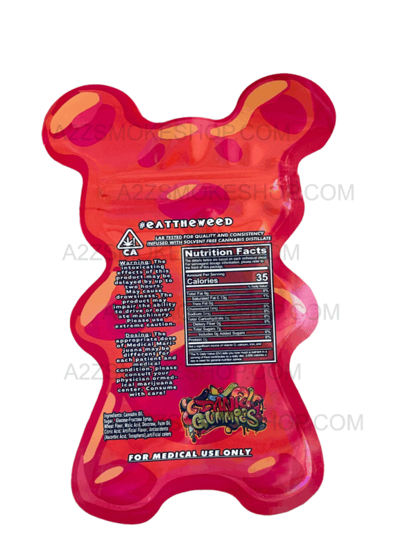 Dank Gummies Cut out mg Mylar Bag With window Red Packaging Only Black Unicorn Hub  png