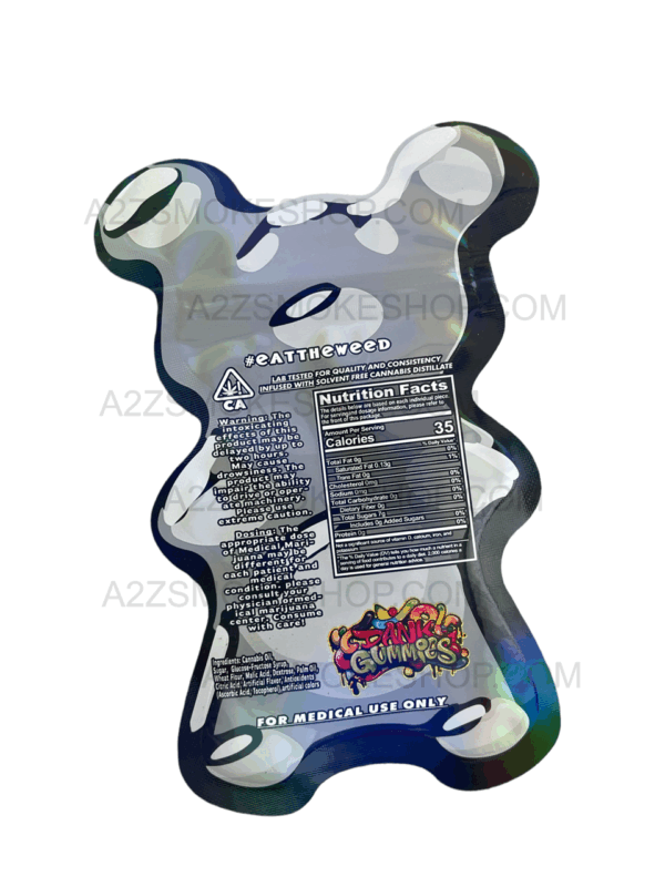 Dank Gummies Cut out mg Mylar Bag With window Silver Packaging Only Black Unicorn Hub  png