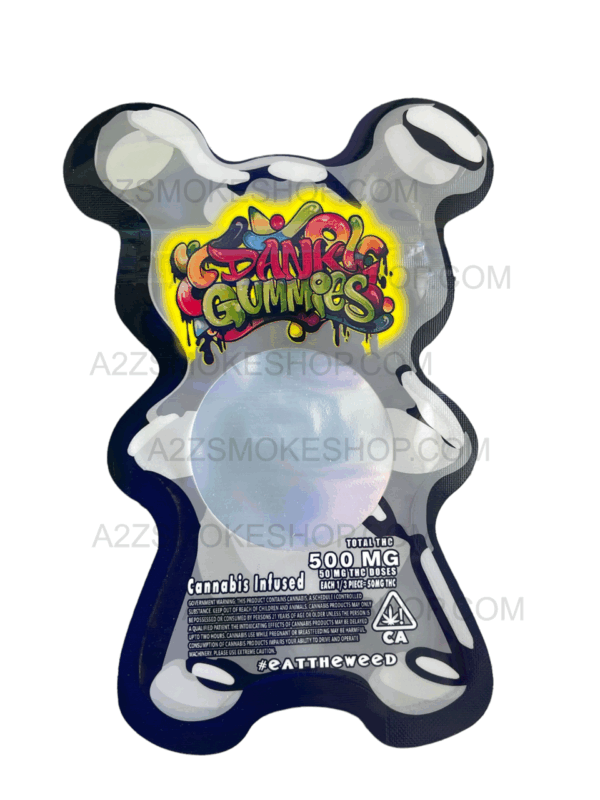 Dank Gummies Cut out mg Mylar Bag With window Silver Packaging Only Black Unicorn Hub  png