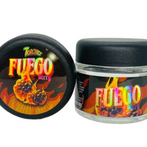 Fuego Berry  g Glass Jars with Holographic Sticker labels Child Resistant jar jpg