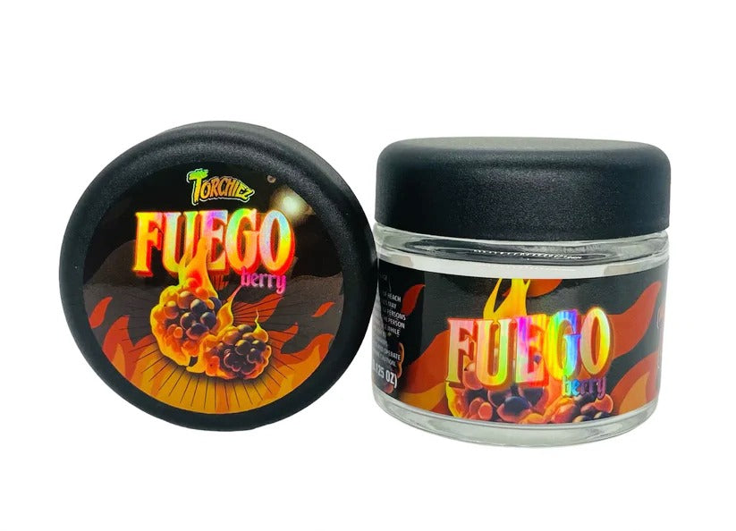 Fuego Berry Sprinkelz 3.5g Glass Jars with Holographic Stickers Child Resistant jar