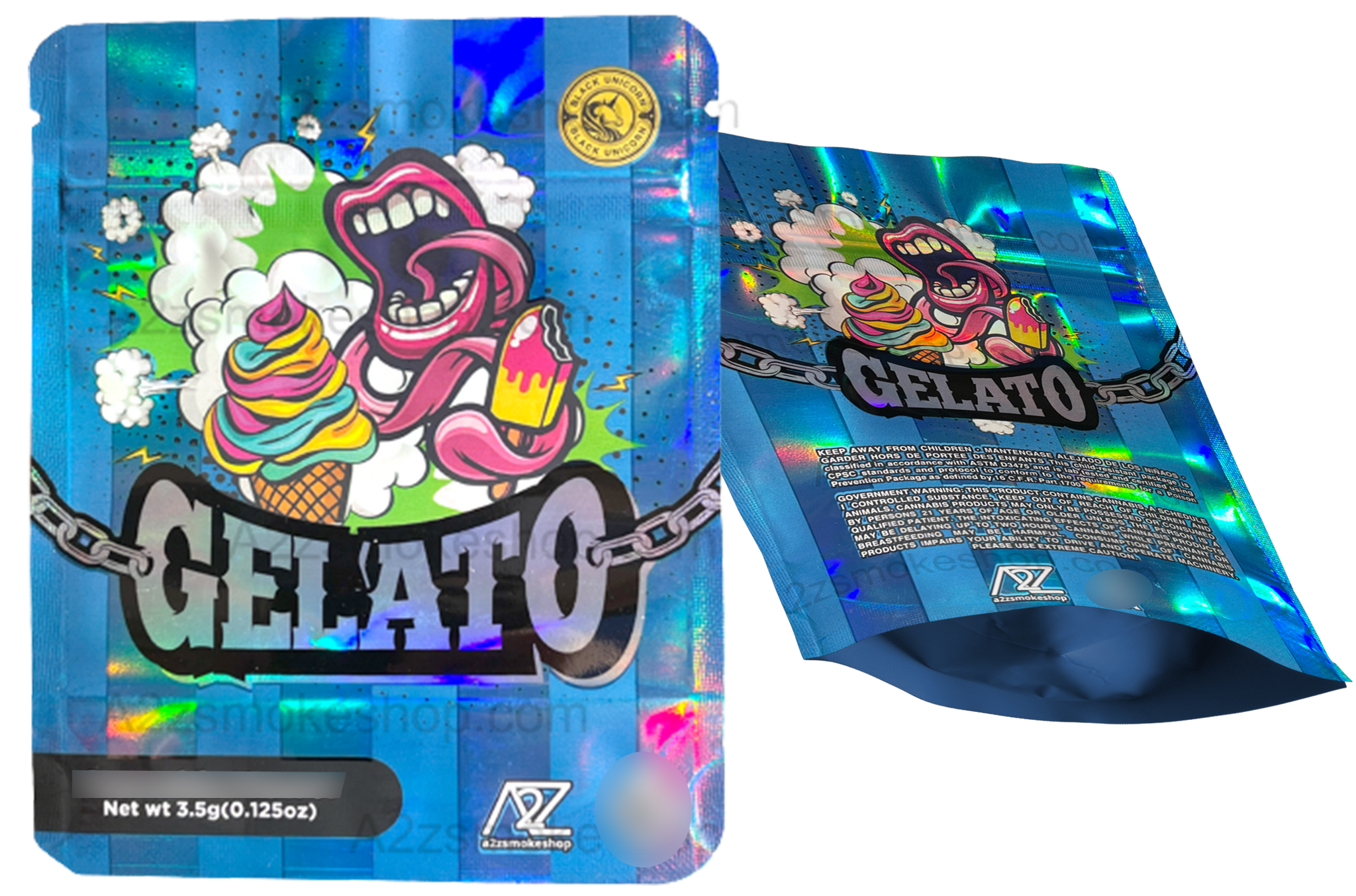 Black Unicorn – Gelato Holographic Mylar bag 3.5g  For Flower