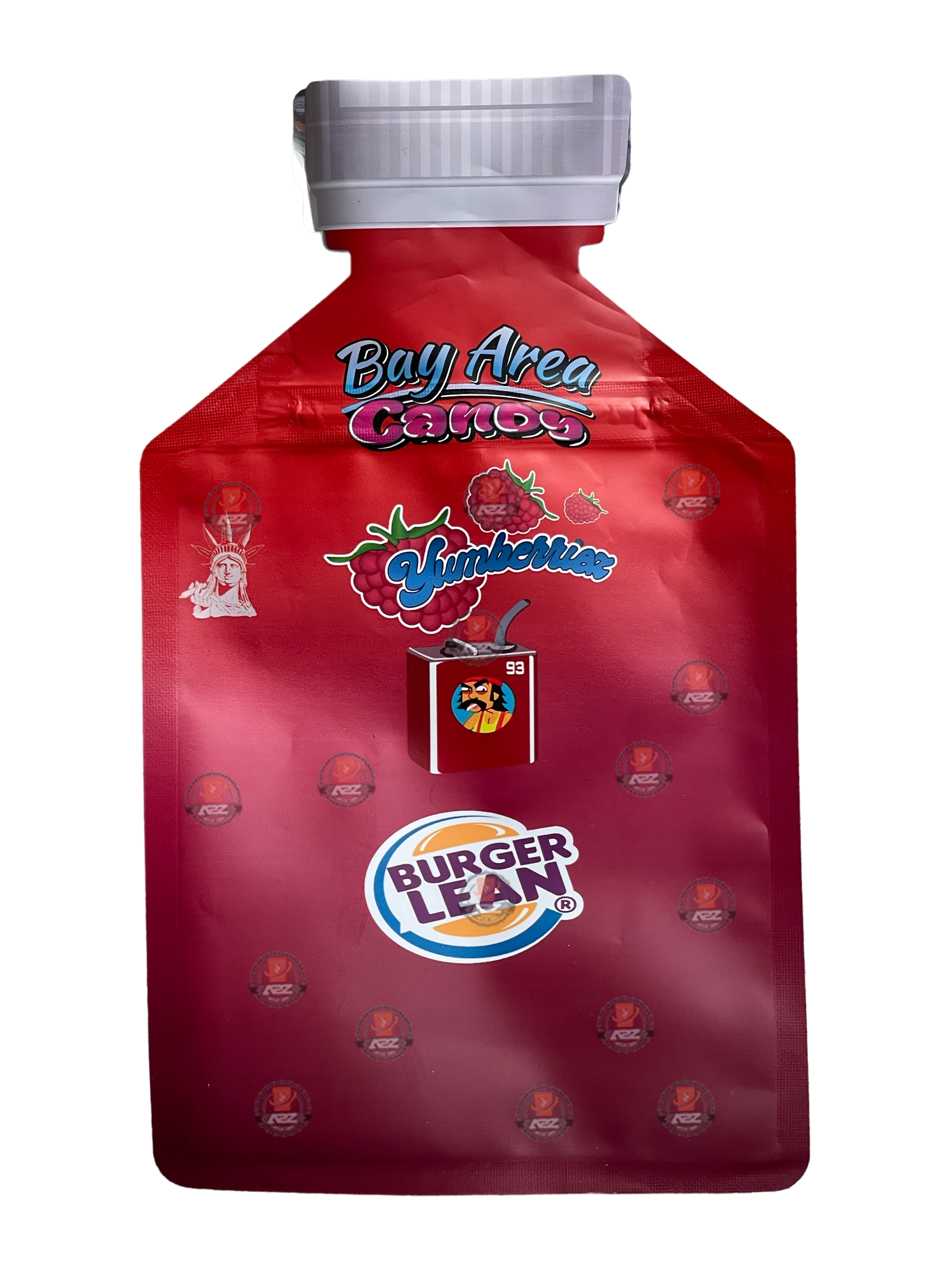 Yumberries Burger Lean Bay Area Candy cut out Mylar Bags 3.5g Die Cut