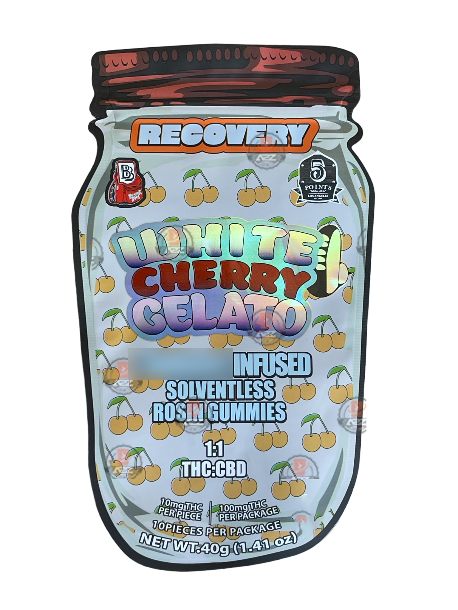 White Cherry Gelato Mylar Bag- Rosin Gummies (Packaging Only)