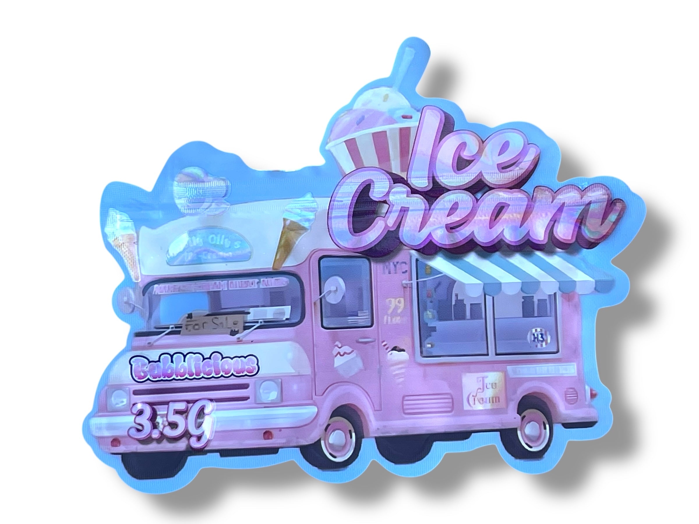 Ice Cream Bubblicious Mylar Bag 3.5g shape bag