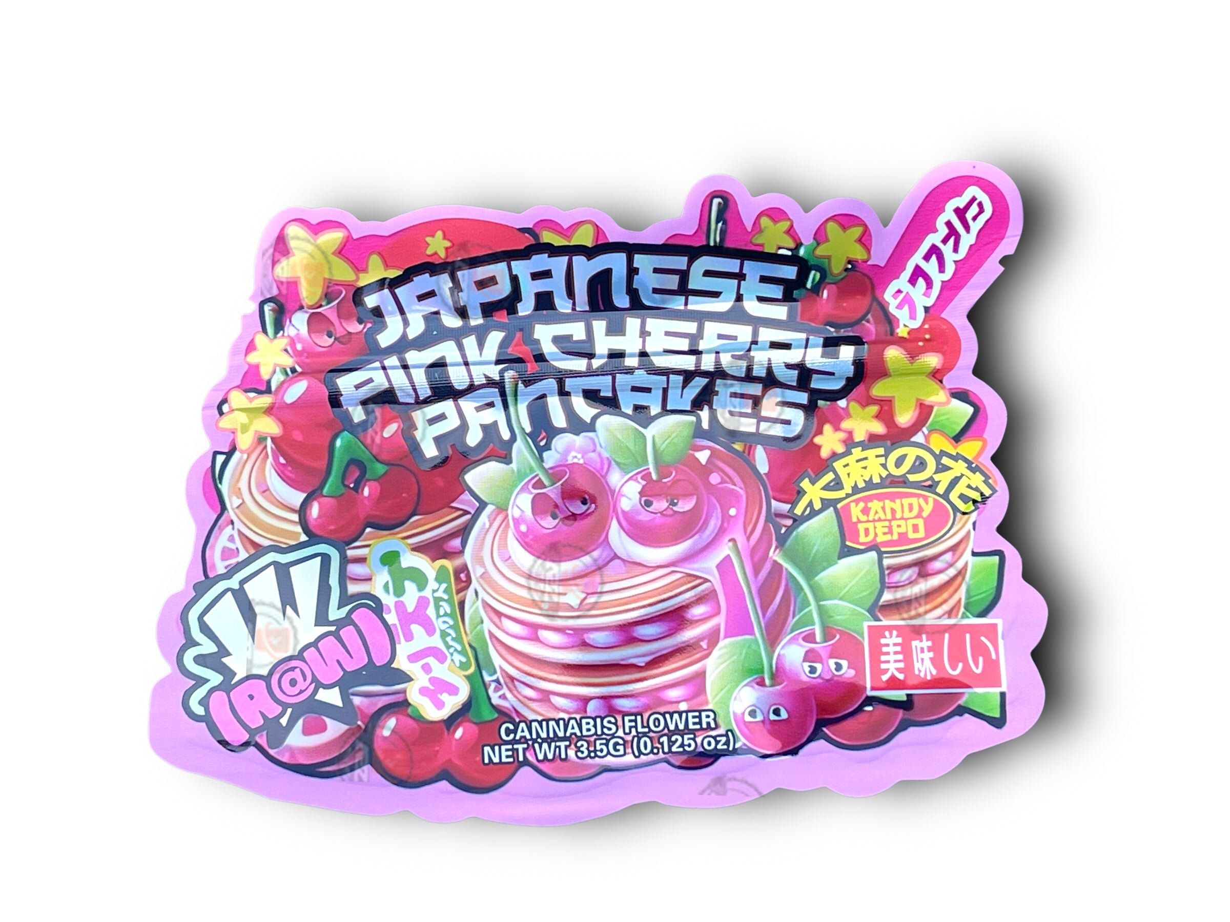 Kandy Depo Japanese Pink Cherry Pancakes Mylar Bags 3.5g Holographic