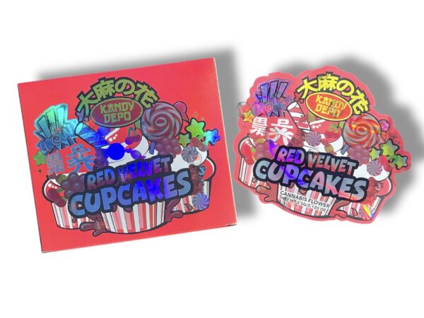 Kandy Depo Red Velvet Cupcakes Mylar Bags with Boxes  g Box Packaging Holographic jpg