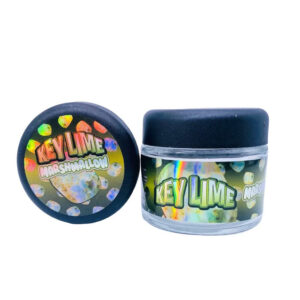 Kew Lime Marshmallow  g Glass Jars with Holographic Sticker labels Child Resistant jar jpg
