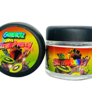 Kwi Strawberry Splash  g Glass Jars with Holographic Sticker labels Child Resistant jar jpg