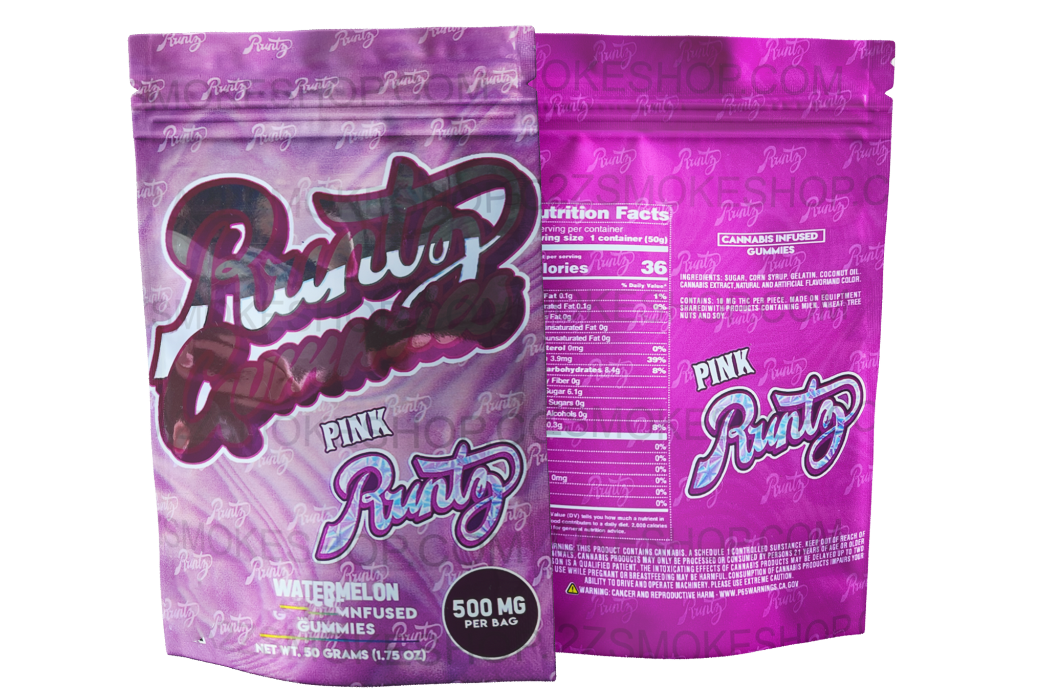 Runtz Gummies – Pink  Watermelon 500mg  Mylar Bag Packaging only