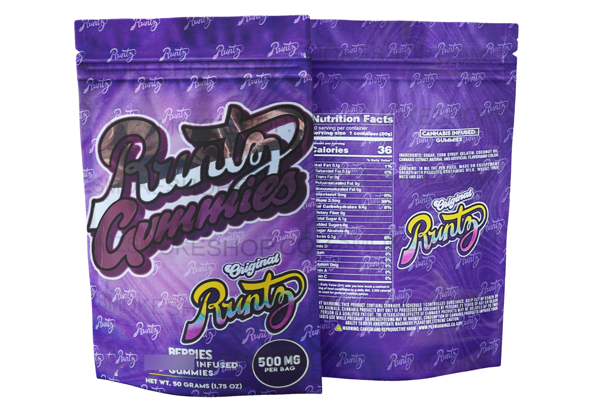 Runtz Gummies – Purple  Berries 500mg  Mylar Bag Packaging ONLY Does not include gummies