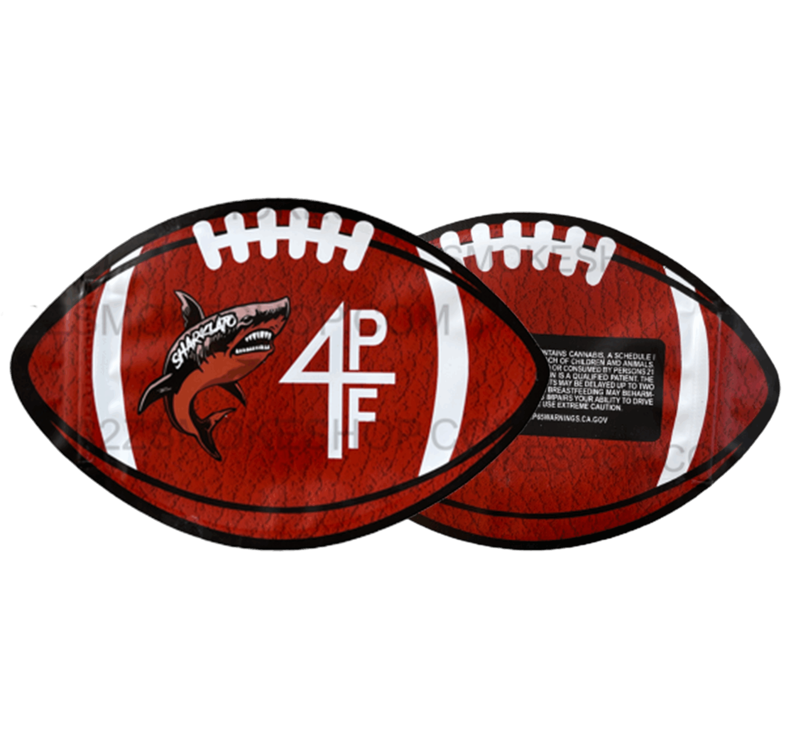 Football Sharklato cut out Mylar zip lock bag 3.5G