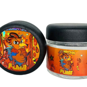 Siracha  g Glass Jars with Holographic Sticker labels Child Resistant jar jpg