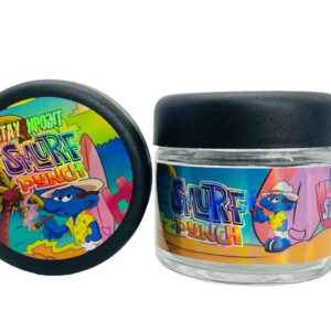 Smurrff Punch  g Glass Jars with Holographic Sticker labels Child Resistant jar jpg