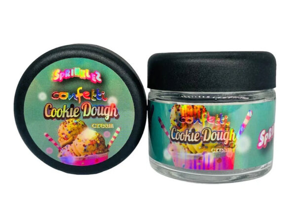 Sprinkelz Confetti Cookie Dough Cream  g Glass Jars with Holographic Sticker labels Child Resistant jar jpg