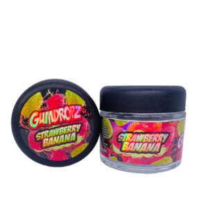 Strawberry Banana  g Glass Jars with Holographic Sticker labels Child Resistant jar jpg