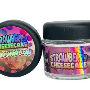 Strawberry Cheesecake Marshmallow  g Glass Jars with Holographic Sticker labels Child Resistant jar jpg