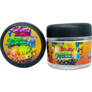 Twisted Caribbean  g Glass Jars with Holographic Sticker labels Child Resistant jar jpg