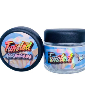 Twisted Marshmallow  g Glass Jars with Holographic Sticker labels Child Resistant jar jpg
