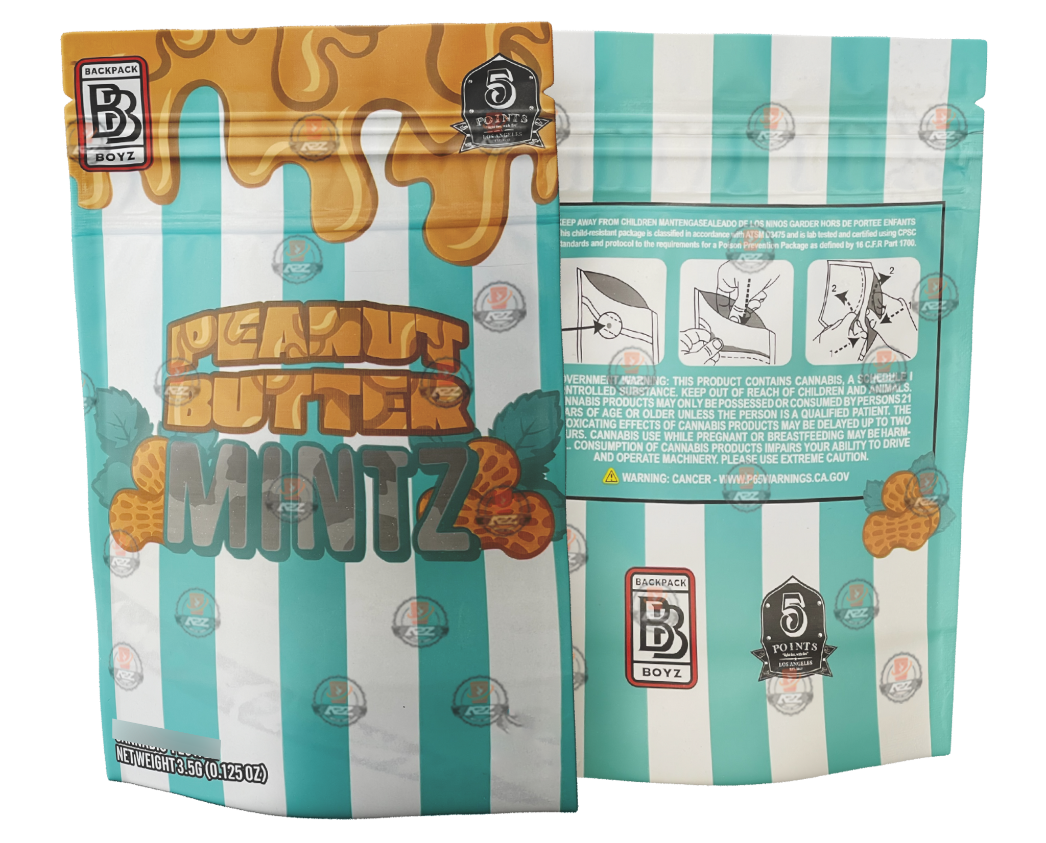 PEANUT BUTTER MINTZ backpack boyz empty Mylar bags