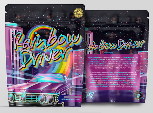 Rainbow Driver Holographic Mylar bag 3.5g – Black Unicorn – Packaging only