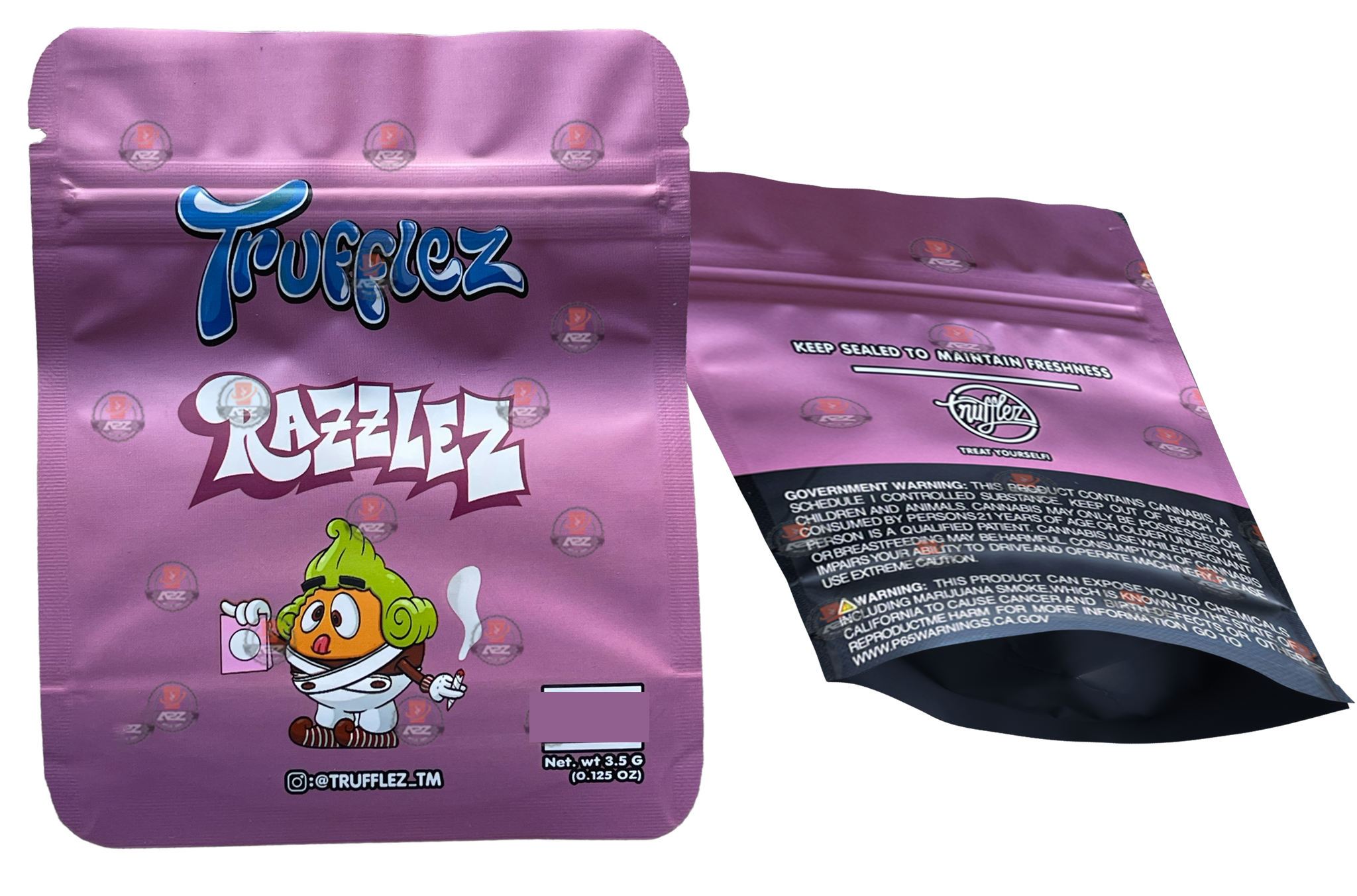 Trufflez Razzlez Mylar bag 3.5g Smell Proof Airtight Mylar Bag- Packaging Only