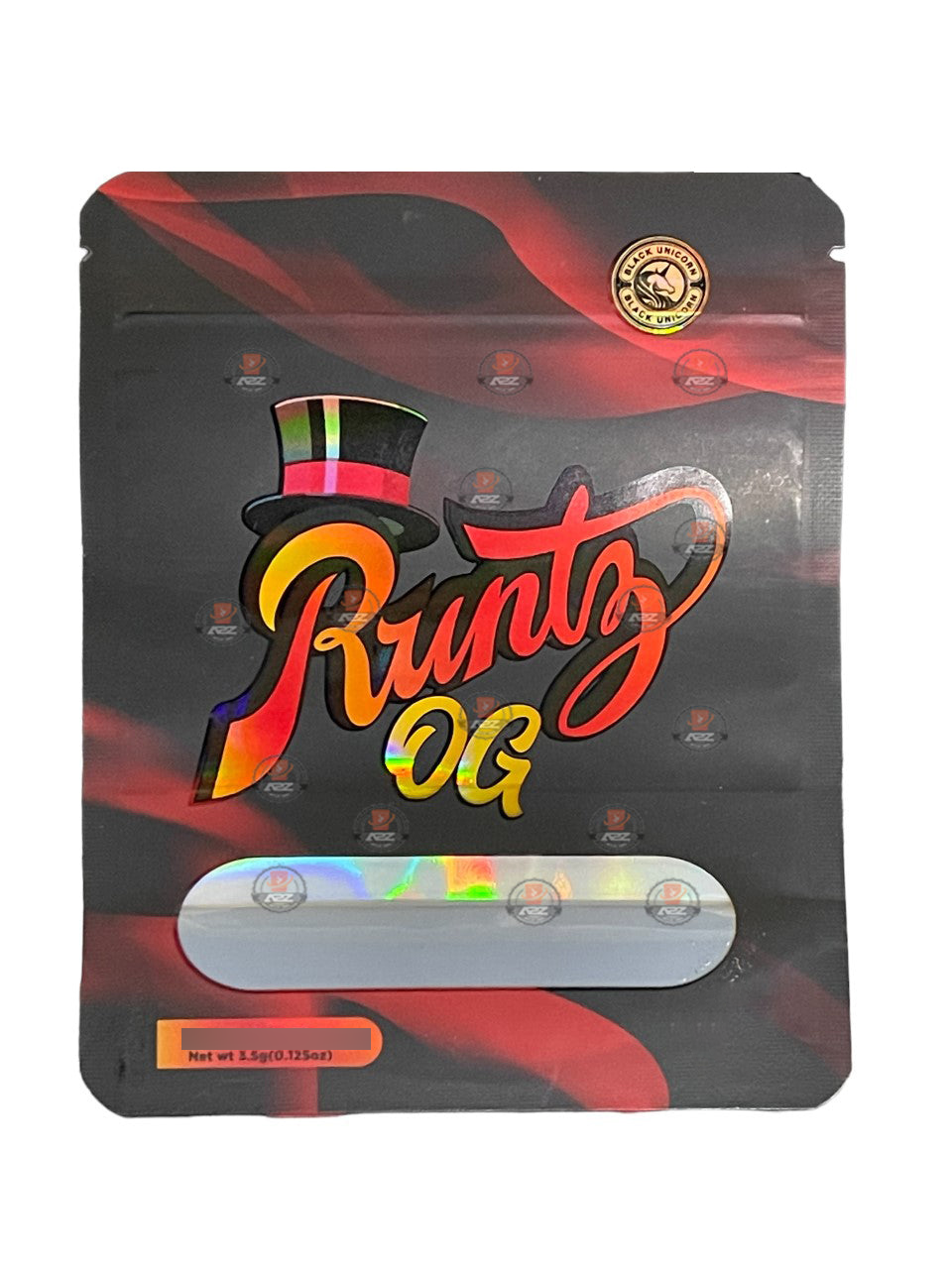 Runtz OG Holographic Mylar bag 3.5g – Black Unicorn – Packaging only