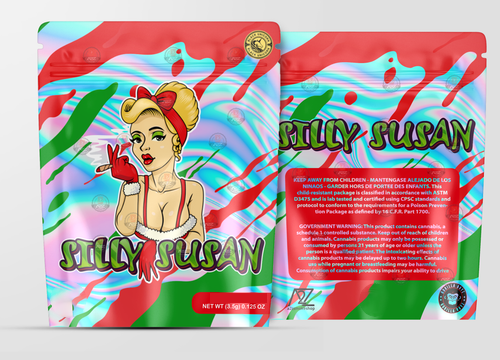 Silly Susan Holographic Mylar bag 3.5g – Black Unicorn – Packaging only