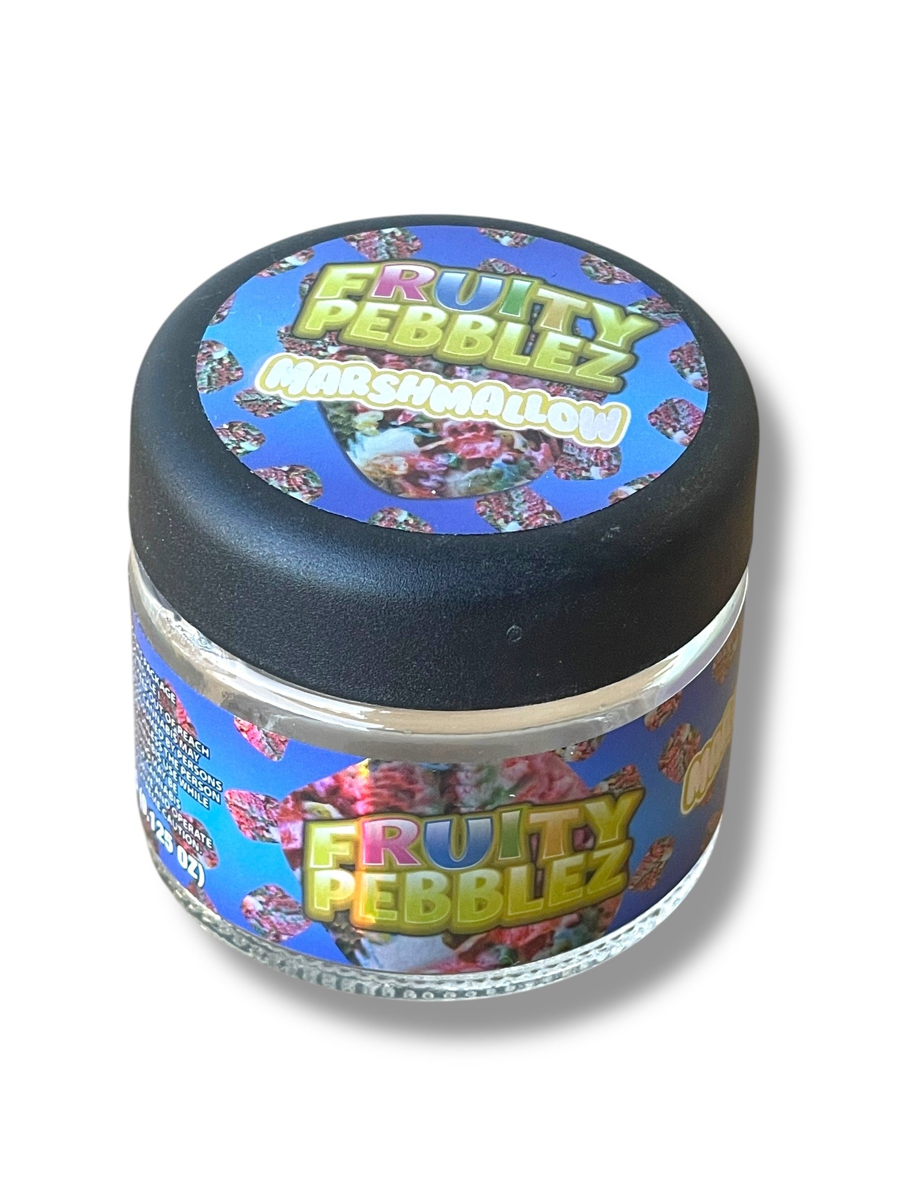 Sprinklez Marshmallow 3.5g Glass Jars with Holographic Stickers Child Resistant jar