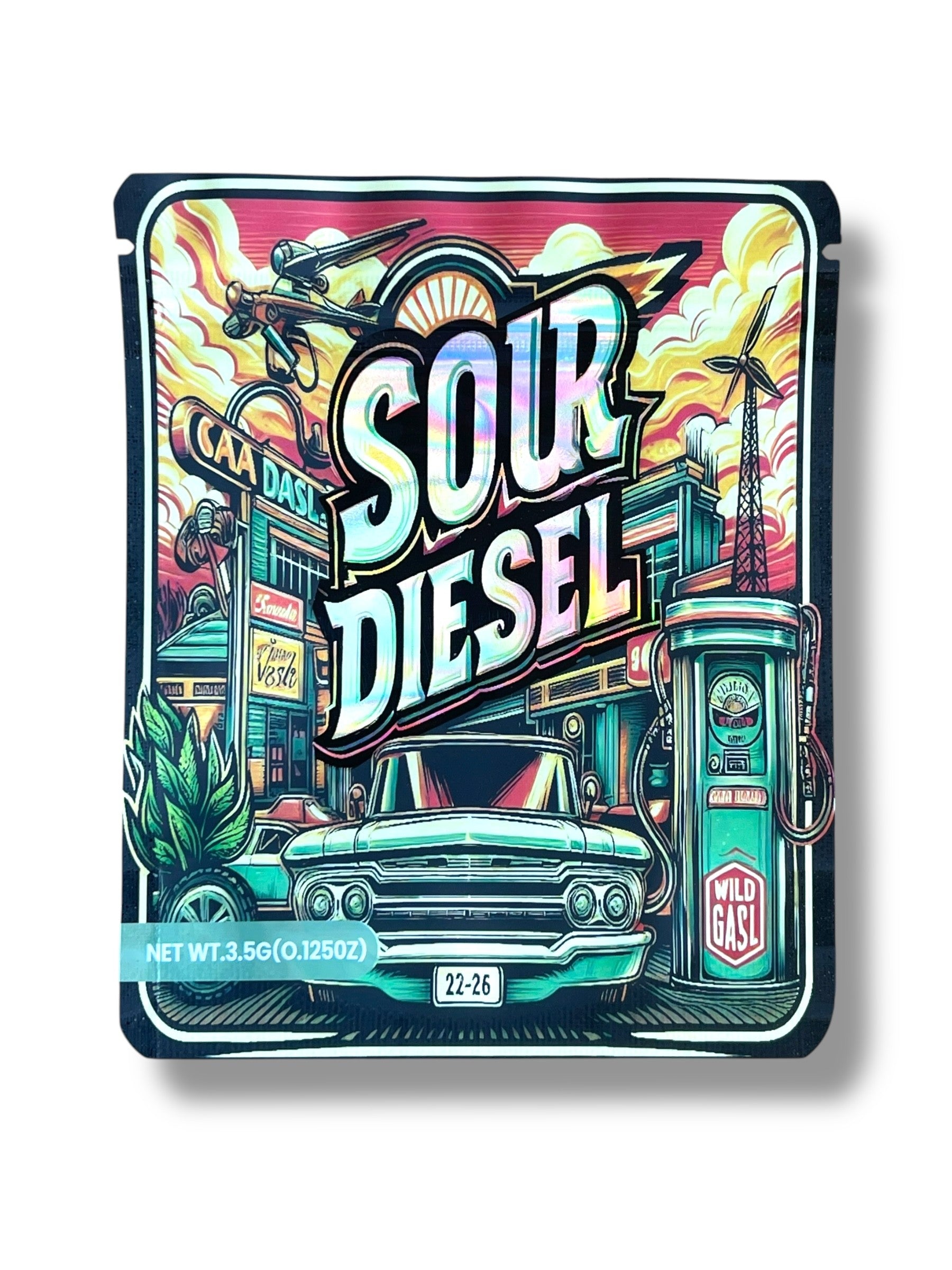 Sour Diesel 3.5g Holographic Mylar Bag- Packaging Only
