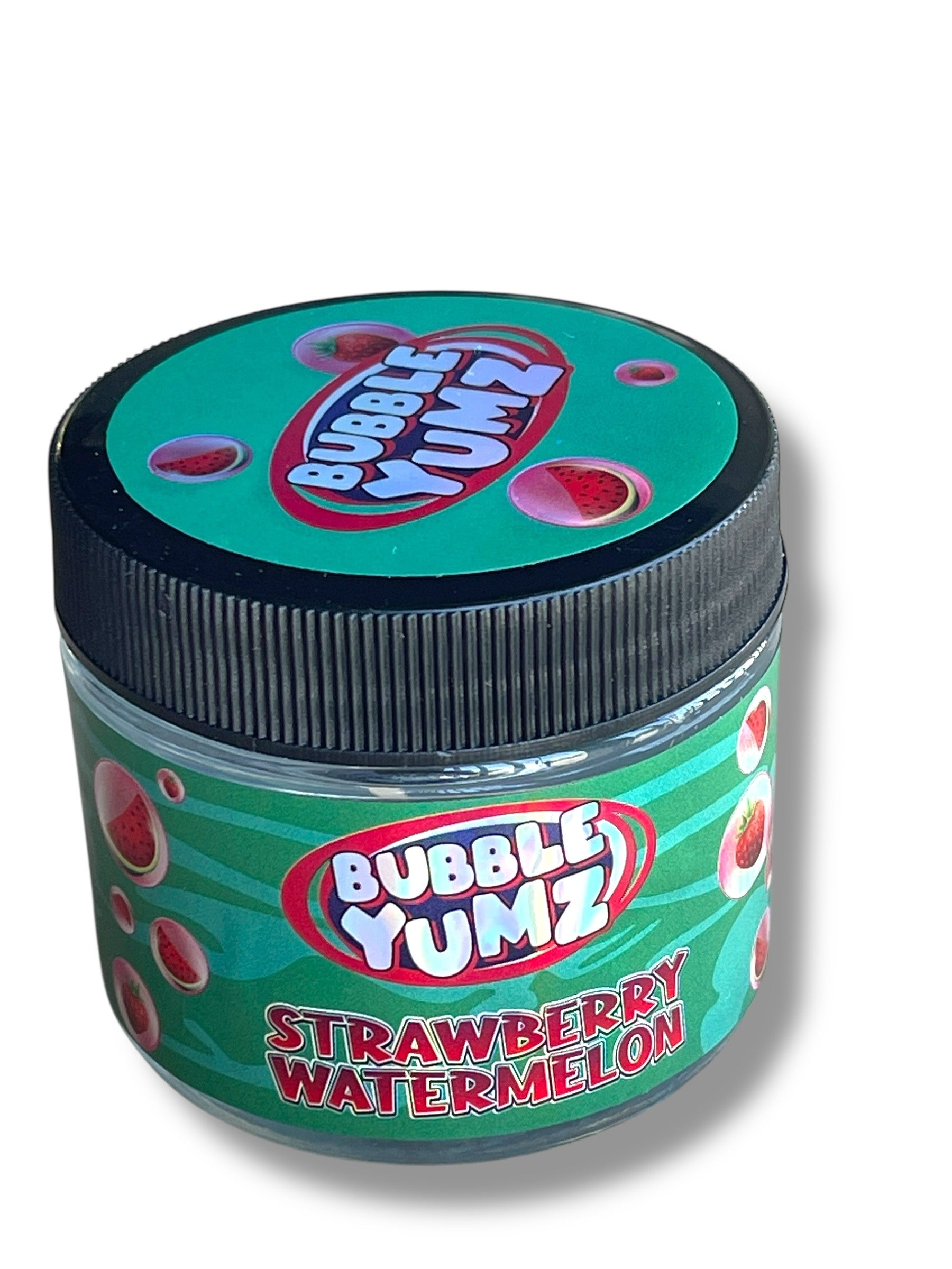 Bubble Yum Strawberry Watermelon  3.5g Glass Jars with Holographic Stickers Child Resistant jar