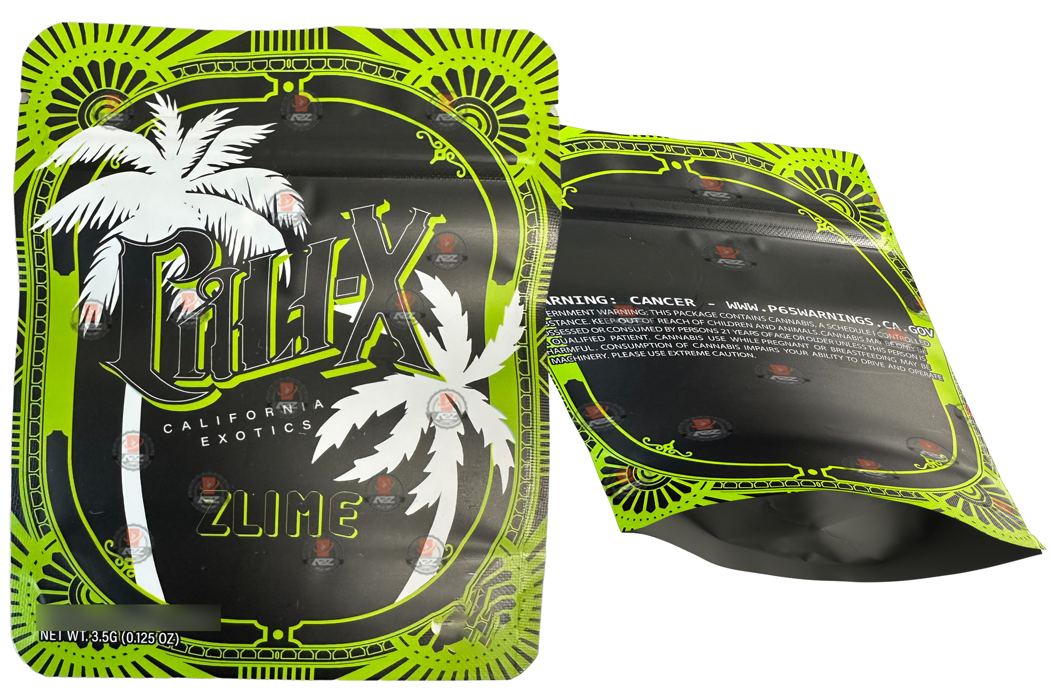 Cali X Zlime Mylar Bags 3.5g Empty Packaging California Exotics