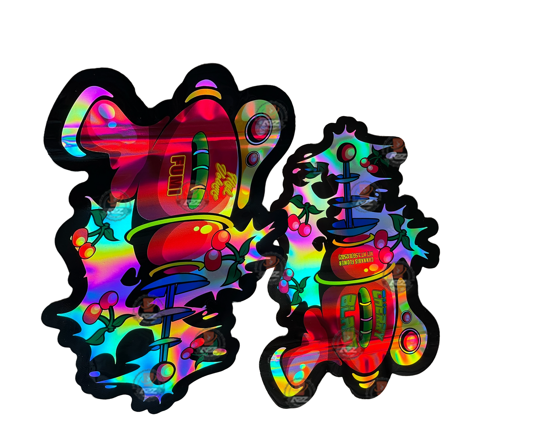 Fumi Cherry Blast  cut out Mylar Bags 3.5g Die Cut Holographic High Volume