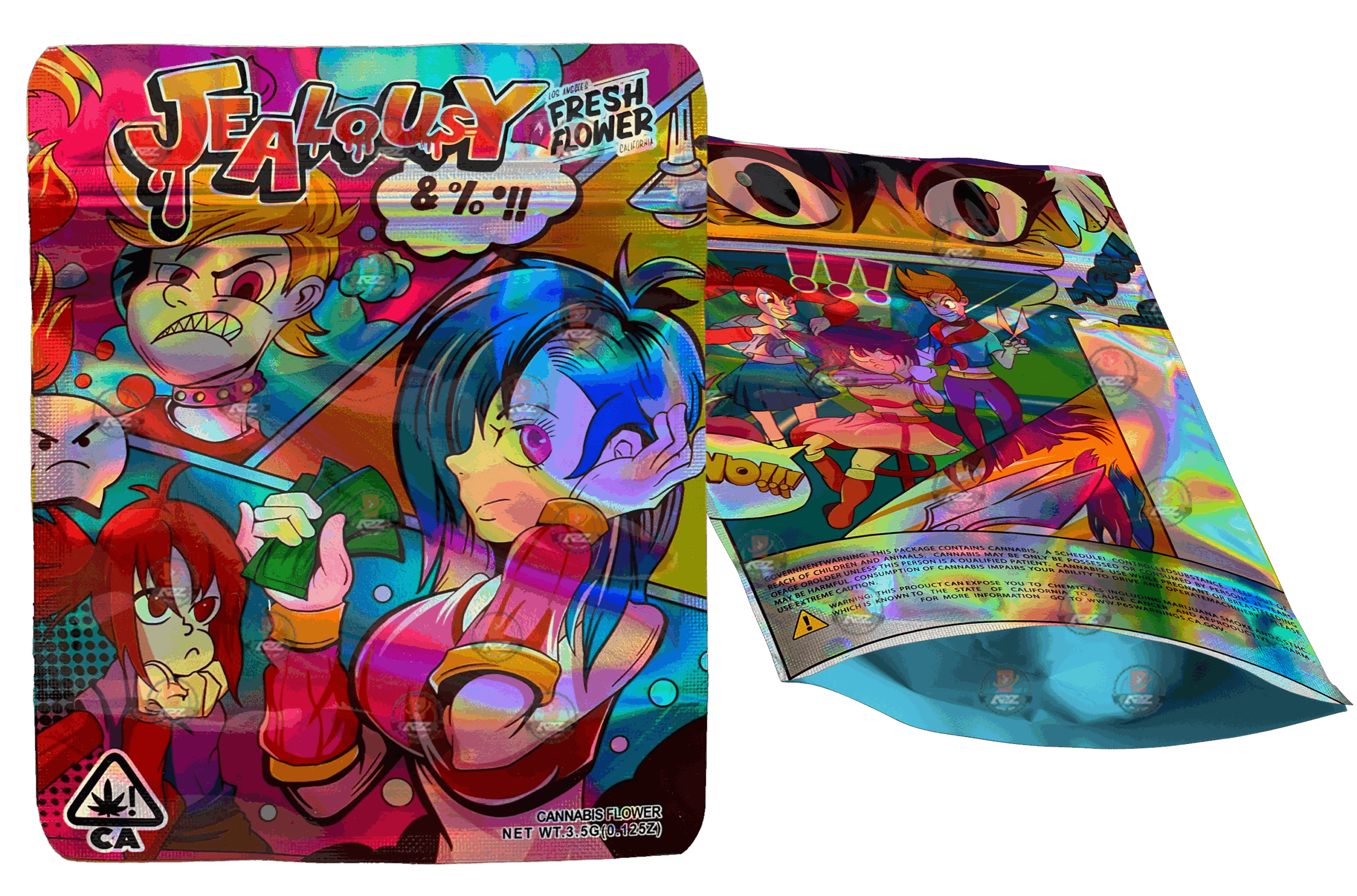 Jealousy 3.5g Mylar Bag- Fresh Flower Holographic Packaging Only