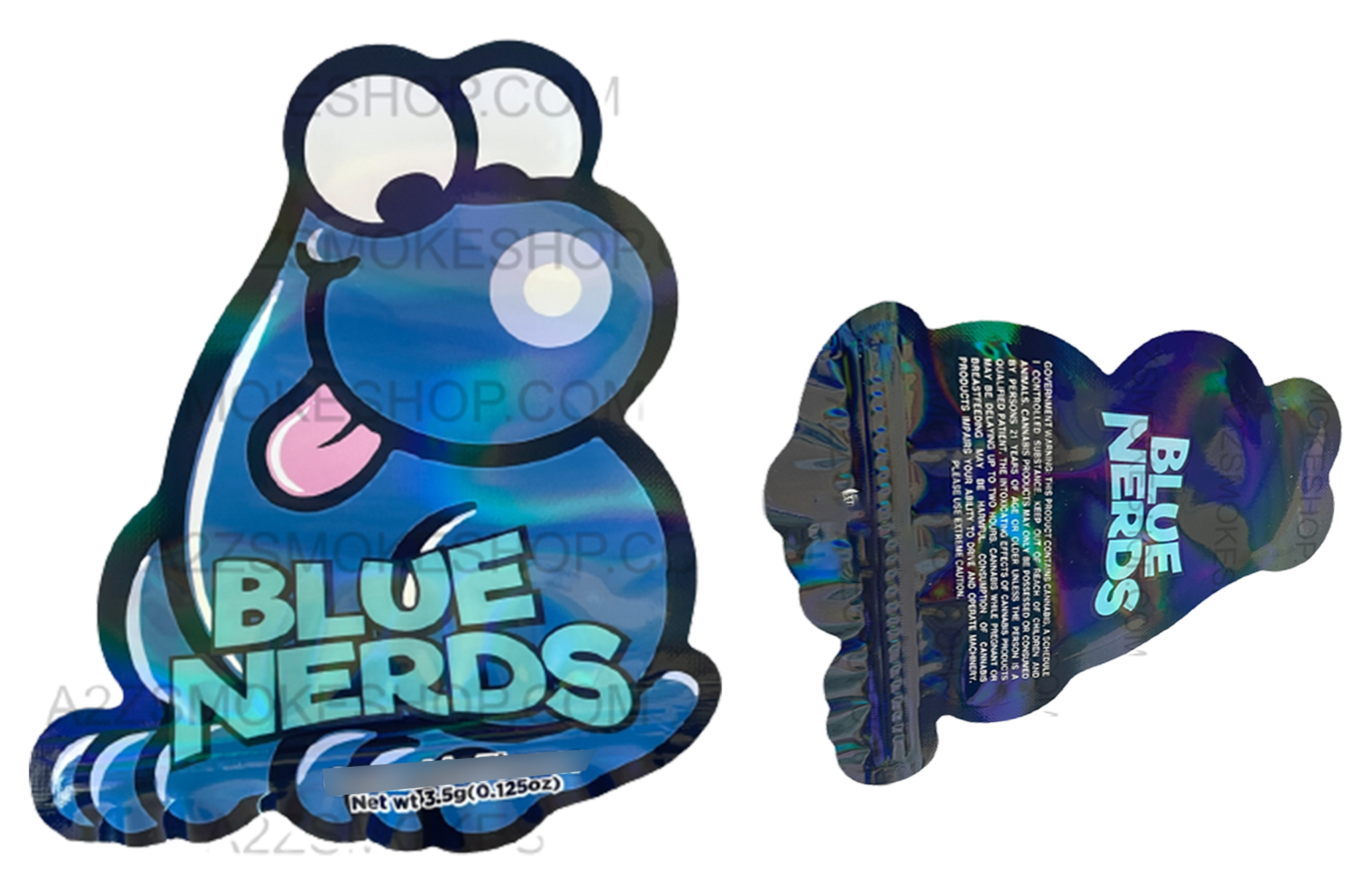 Blue Nerds cut out Holographic Mylar bag 3.5g