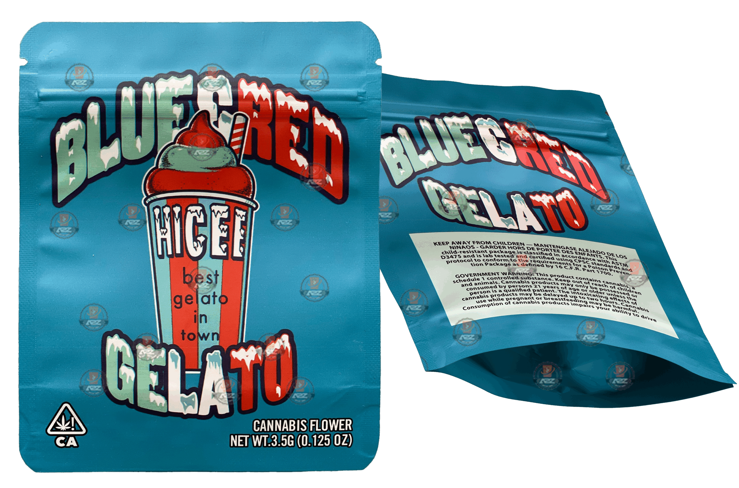 Blue & Red Gelato 3.5g Mylar Bag- Hicee Packaging Only