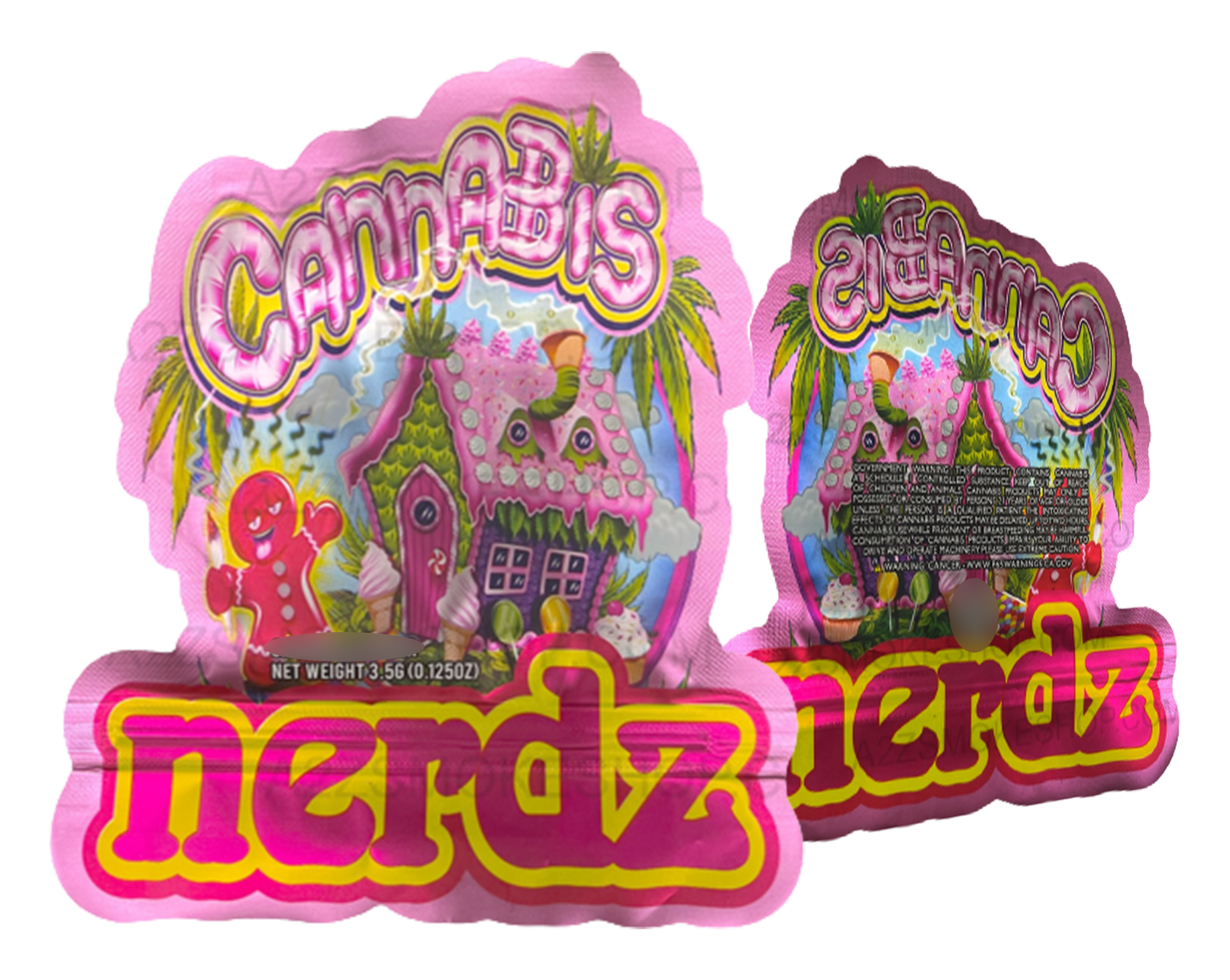 Cannabis Nerdz Cut Out Mylar Bags 3.5g Die cut Nerds