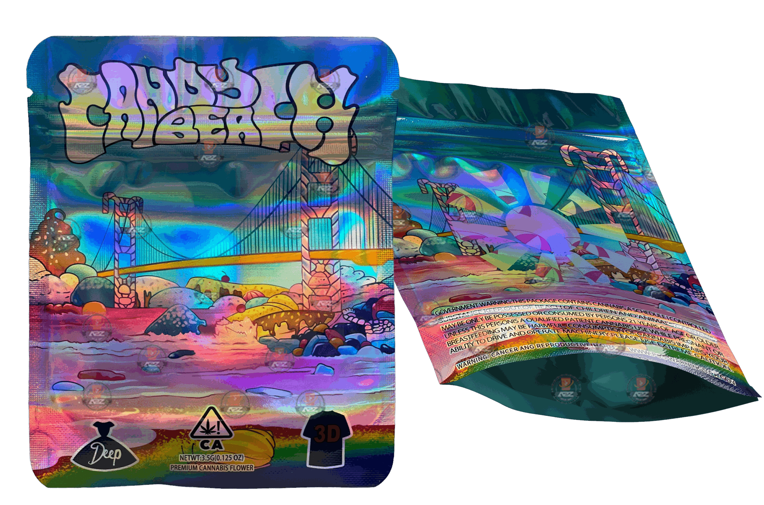 Candy Beach 3.5g Mylar Bag- Holographic Packaging Only
