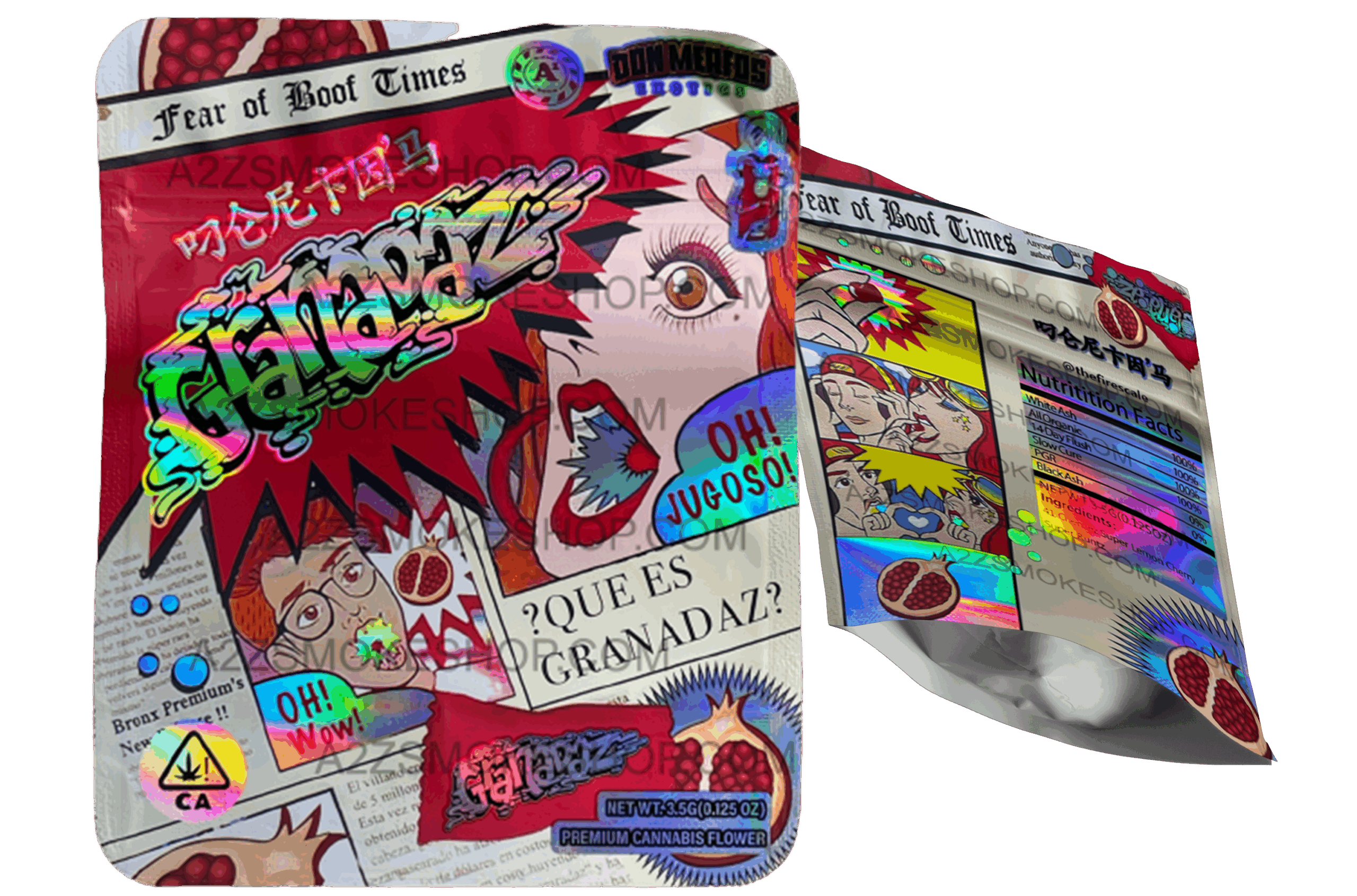 Don Merfos Granadaz bag  3.5g Holographic Mylar bag Packaging Only