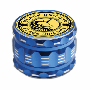 Aluminum Grinder with Pollen Catcher Large Piece Blue Black Unicorn Hub png