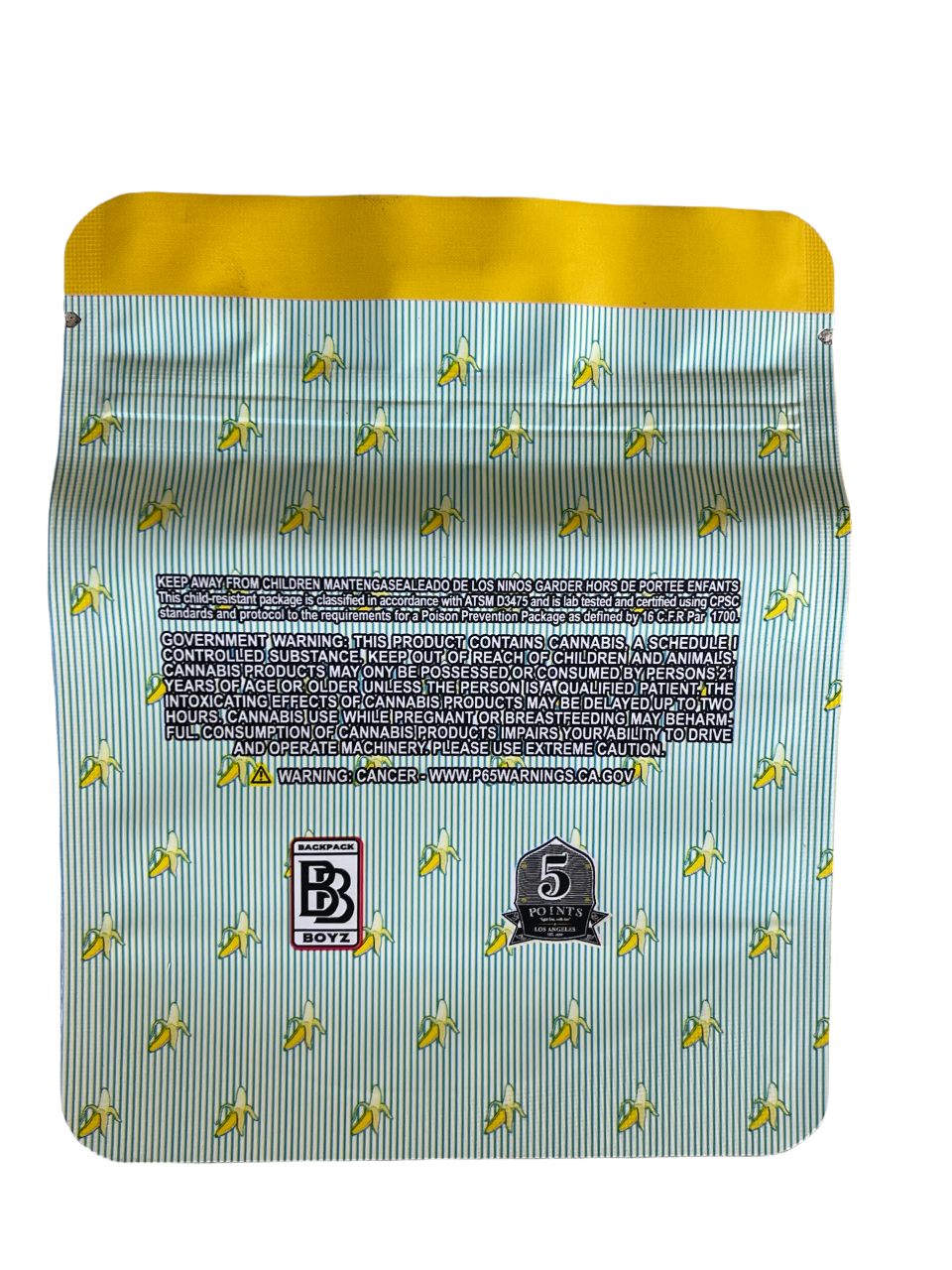 Backpack Boyz Banana Gelato Mylar Bag- 3.5g Packaging Only