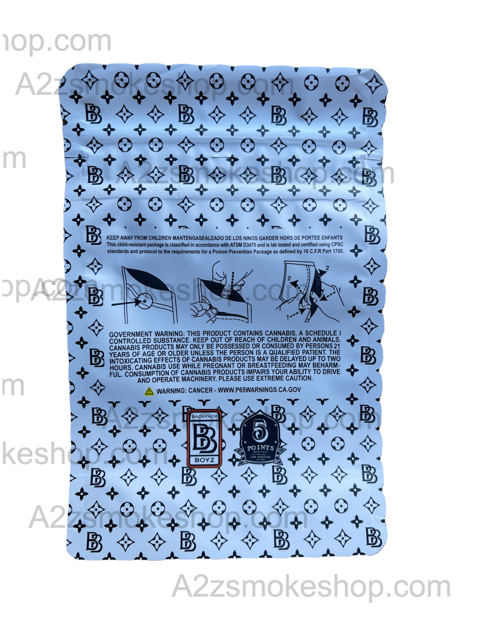 Backpack Boyz White Mylar Bag- 3.5g Packaging Only