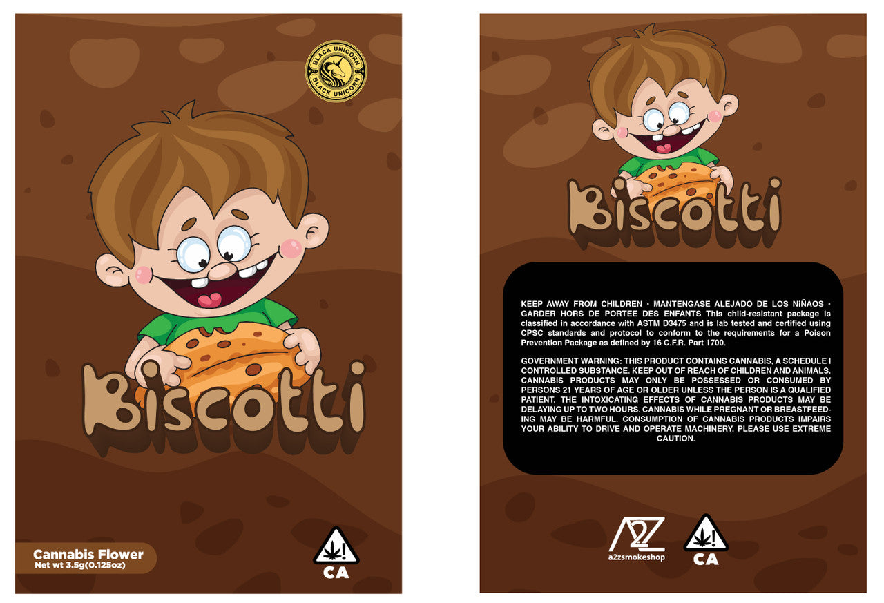 Black Unicorn-Biscotti Mylar bag 3.5g For Flower