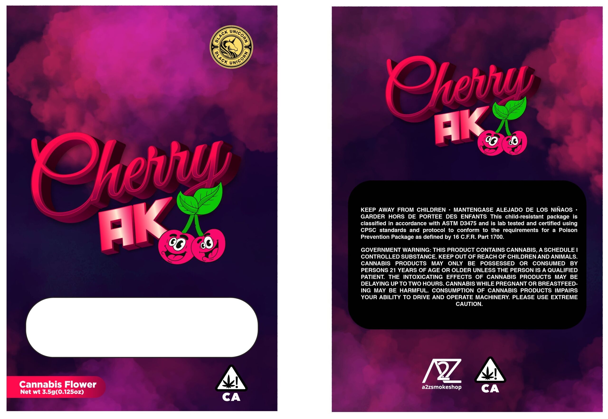 Black Unicorn-Cherry AK Mylar bag 3.5g