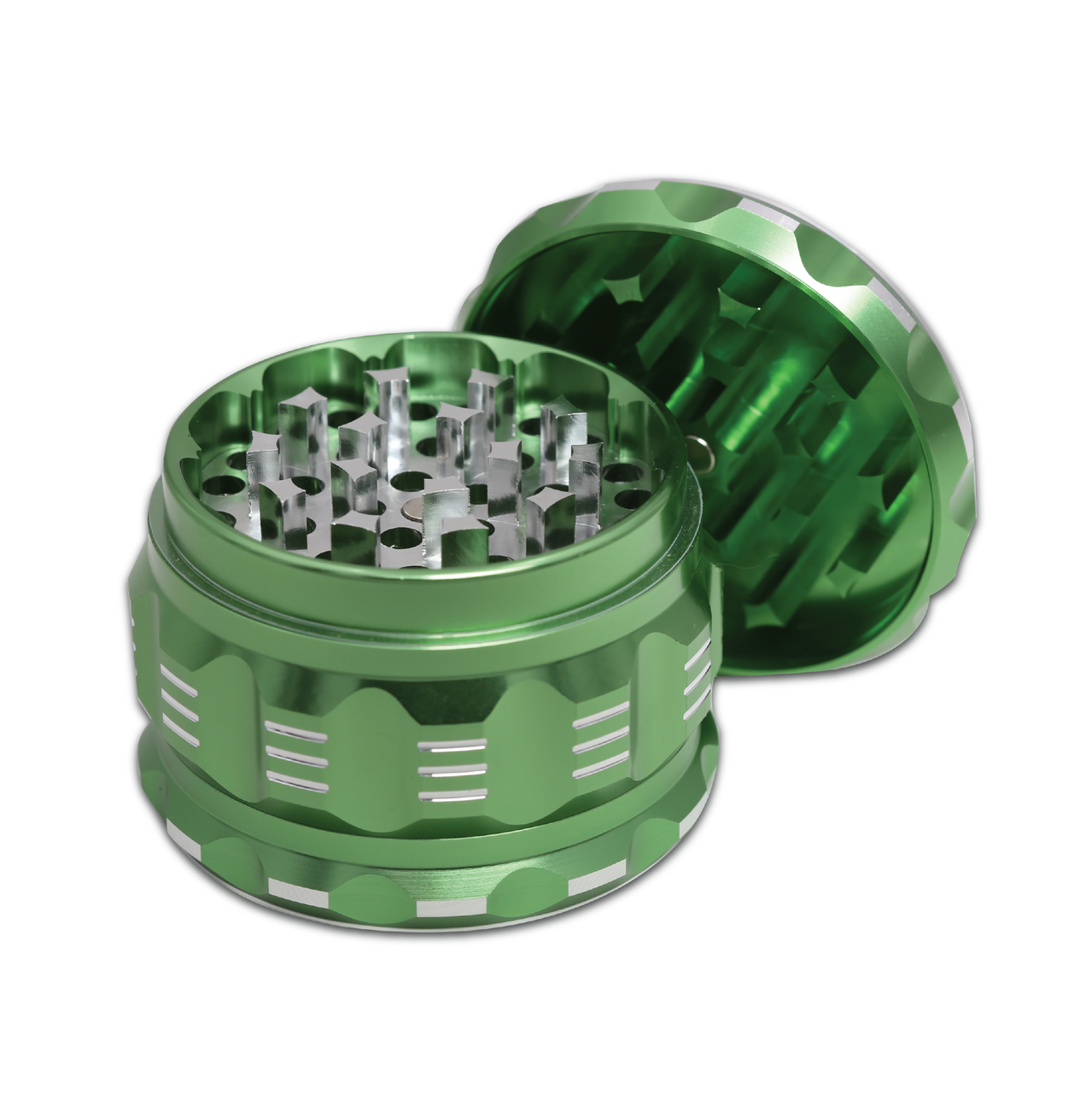 Black Unicorn Grinder with Pollen Catcher. Large 4 Piece, 2.5″ Aluminum (Green)